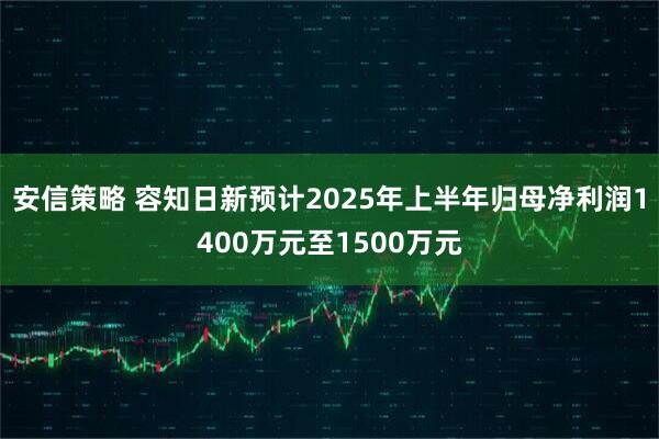 安信策略 容知日新预计2025年上半年归母净利润1400万元至1500万元